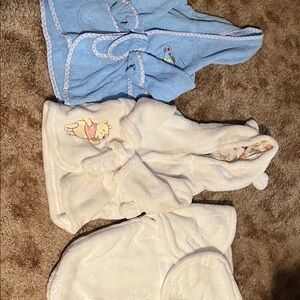 Kids Hooded Bathrobe Set - Blue and White